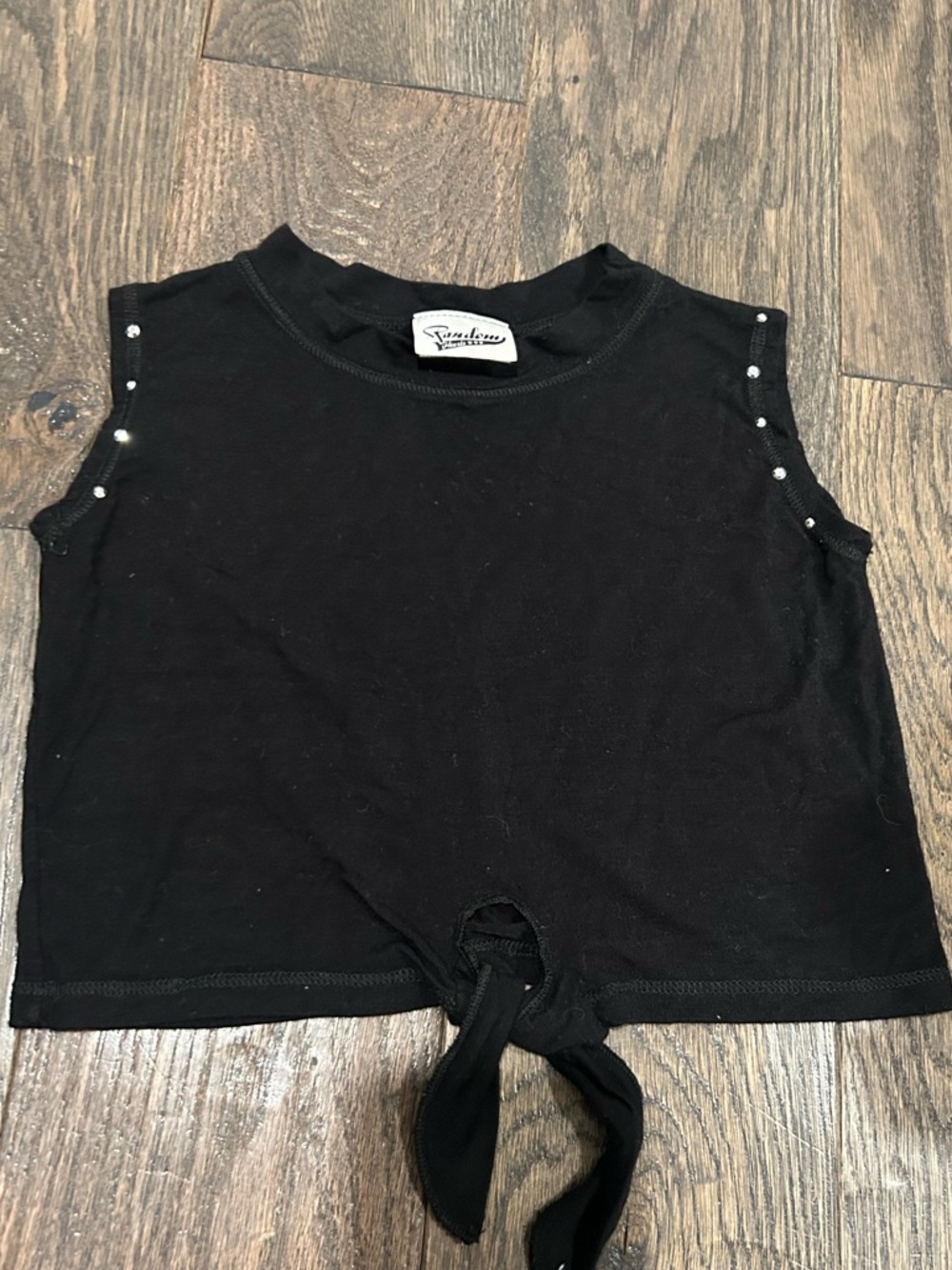 Boutique Black Sleeveless Tie-Front Top with Rhinestones- size 12 months